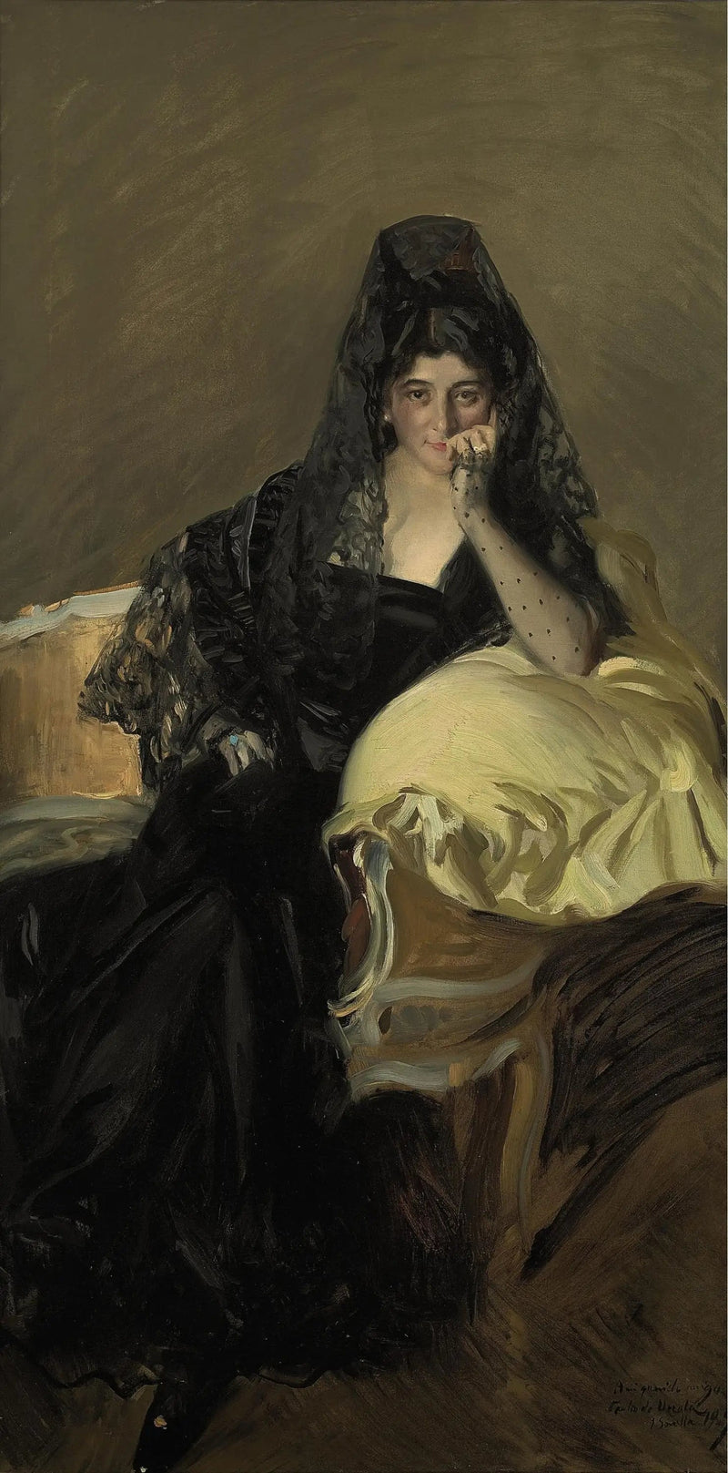 ภาพเหมือนของ Señora de Urcola สวมผ้าคลุมศีรษะสีดำ - Joaquín Sorolla