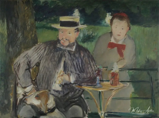 Portrait d'Ernest Hoschedé avec sa fille Marthe - Edouard Manet - Reproductions de tableaux et peintures haut de gamme