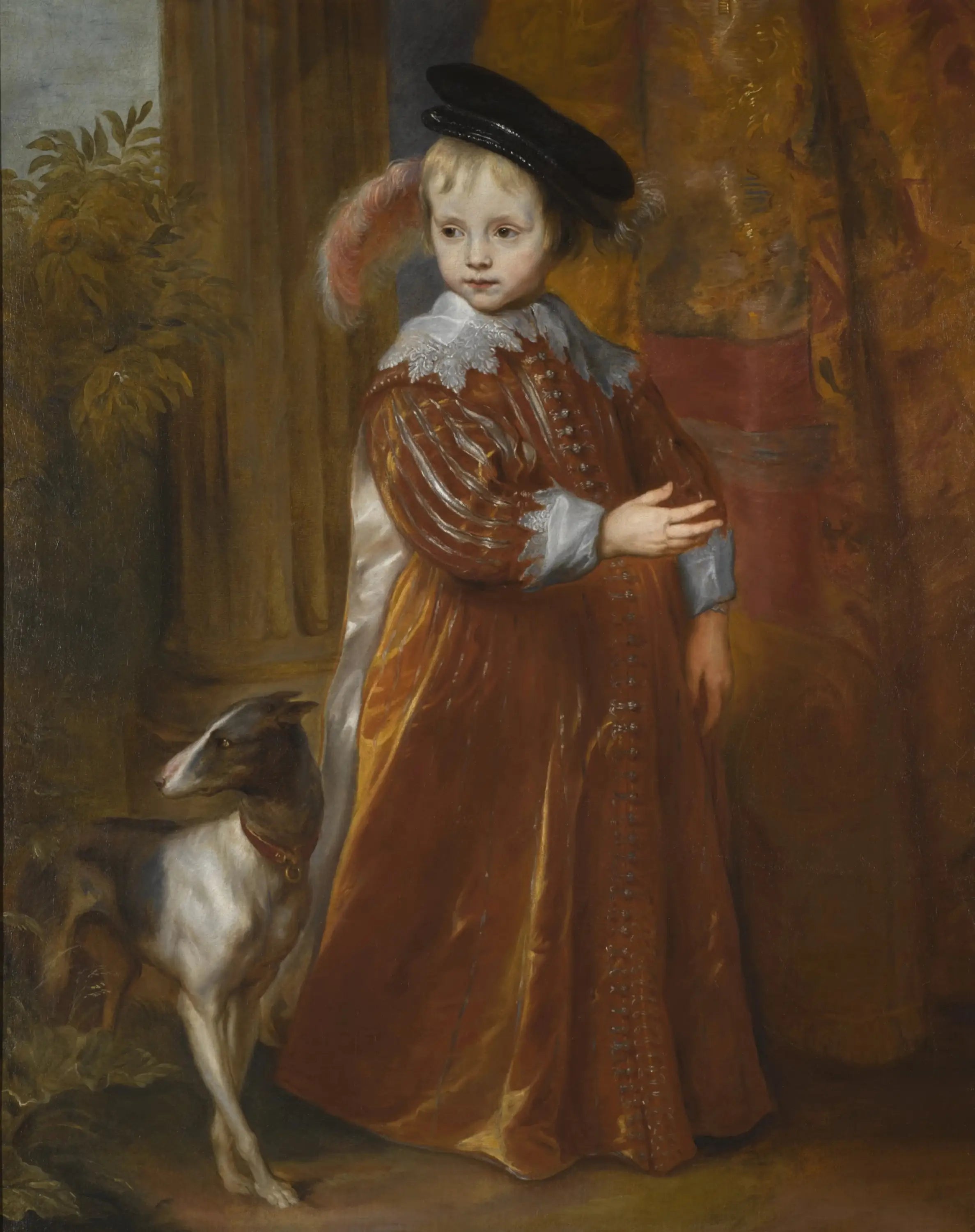 Portrait du prince Guillaume II d'Orange en jeune garçon, avec un chien - Antoine van Dyck image 1 copie de tableau peinte à la main