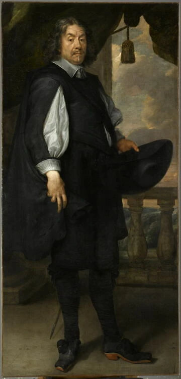 Portrait d'un homme en pied, un chapeau à la main - Anselm van Hulle