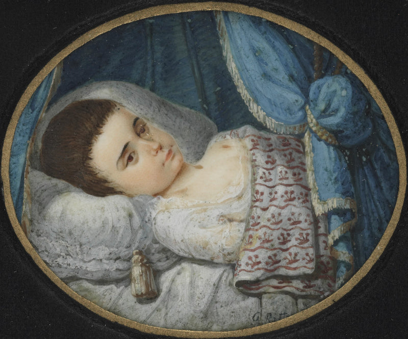 Portrait d'une jeune fille malade au lit - George Nikolaus Ritter