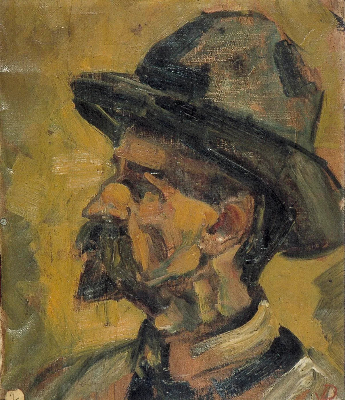 Portret van een man met hoed - Theo van Doesburg image 1 reproduction de peinture à l’huile
