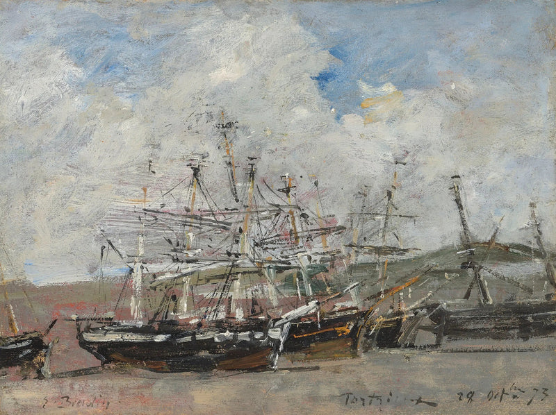 Portrieux. ท่าเรือในช่วงน้ำลง - Eugène Boudin