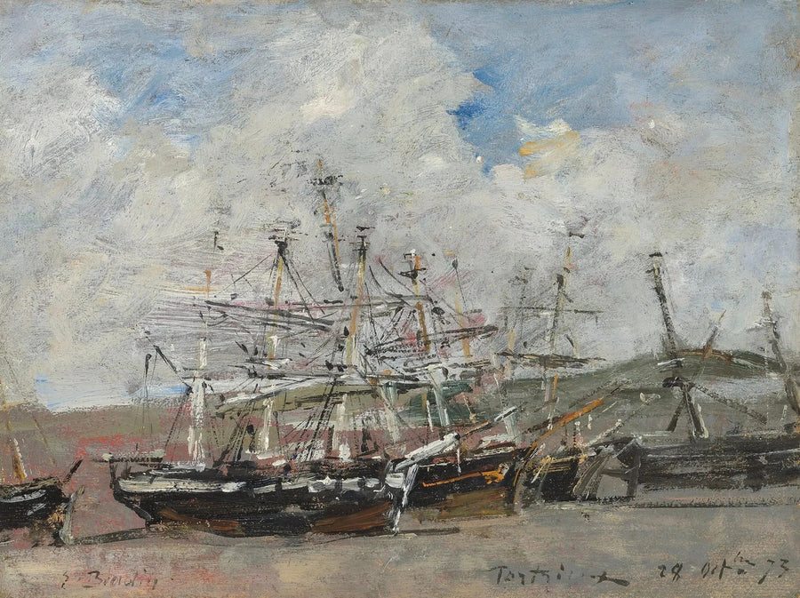 Portrieux. ท่าเรือในช่วงน้ำลง - Eugène Boudin
