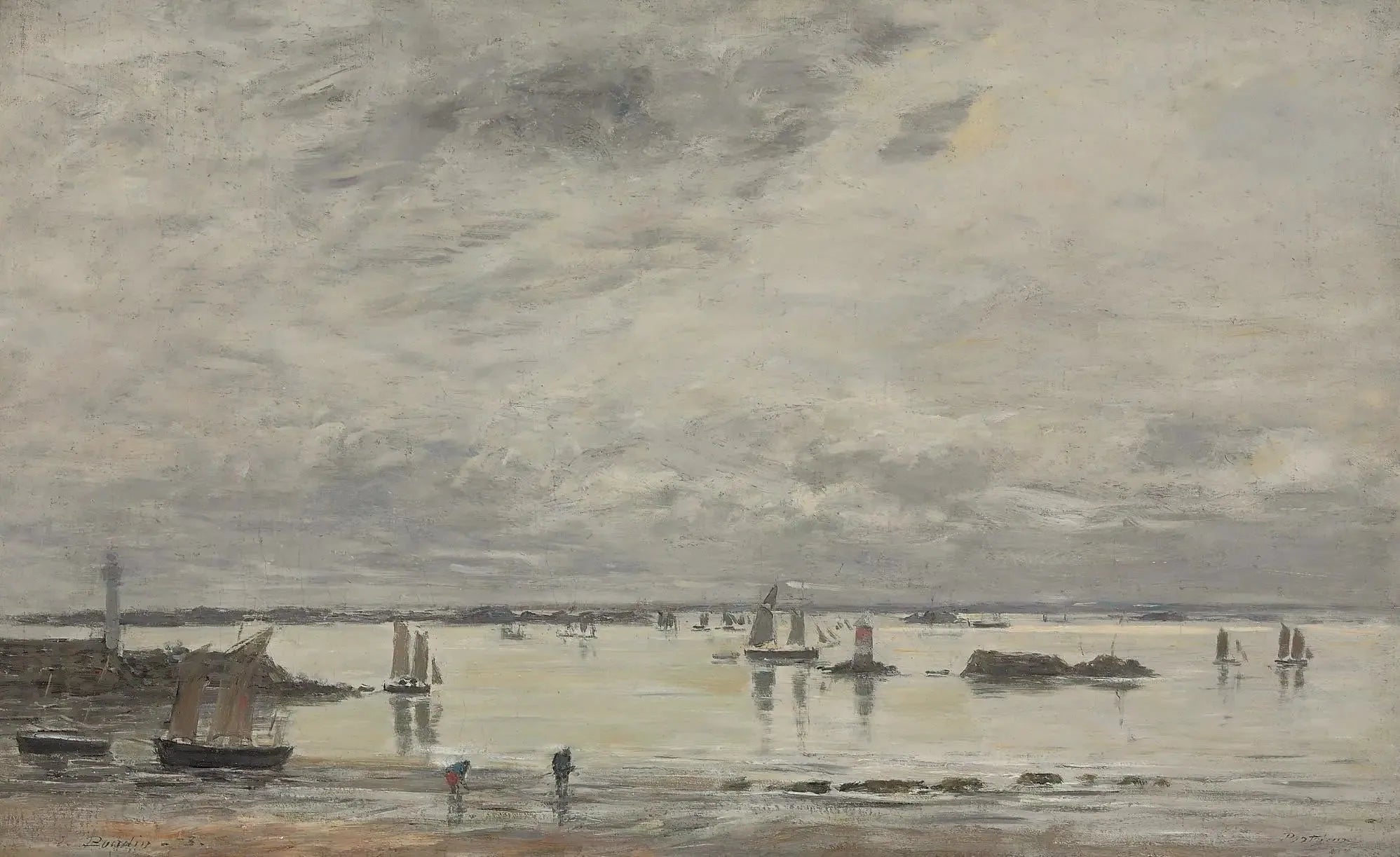 Portrieux, le port marée basse - Eugène Boudin image 1 reproduction de peinture à l’huile