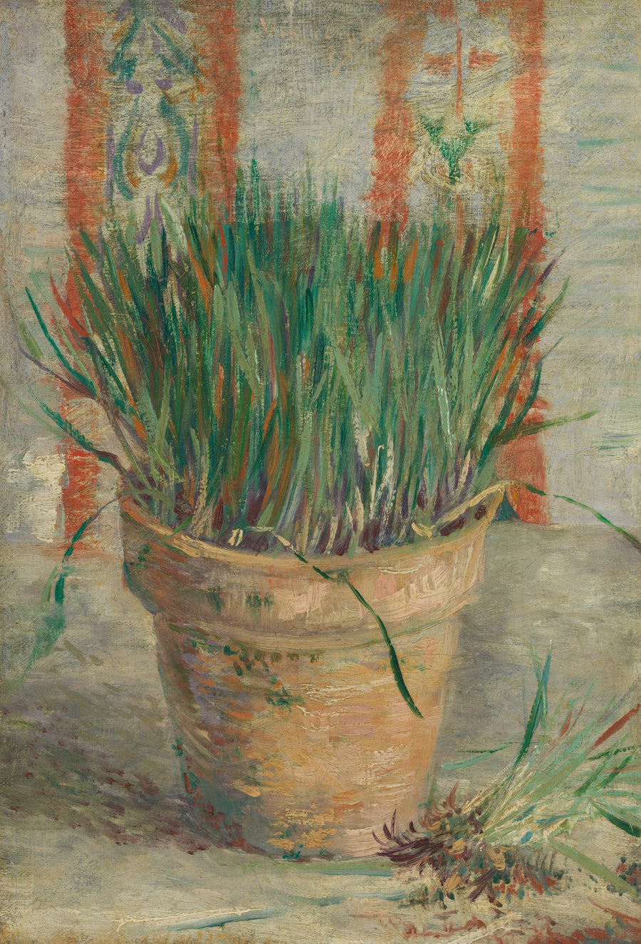 กระถางดอกไม้พร้อมต้นกุ้ยช่ายกระเทียม - Vincent van Gogh
