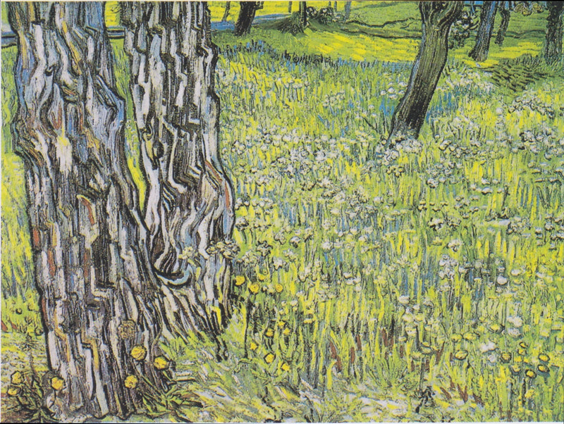 ทุ่งหญ้าดอกไม้ป่า พร้อมต้นไม้และดอกแดนดิไลออน - Vincent van Gogh