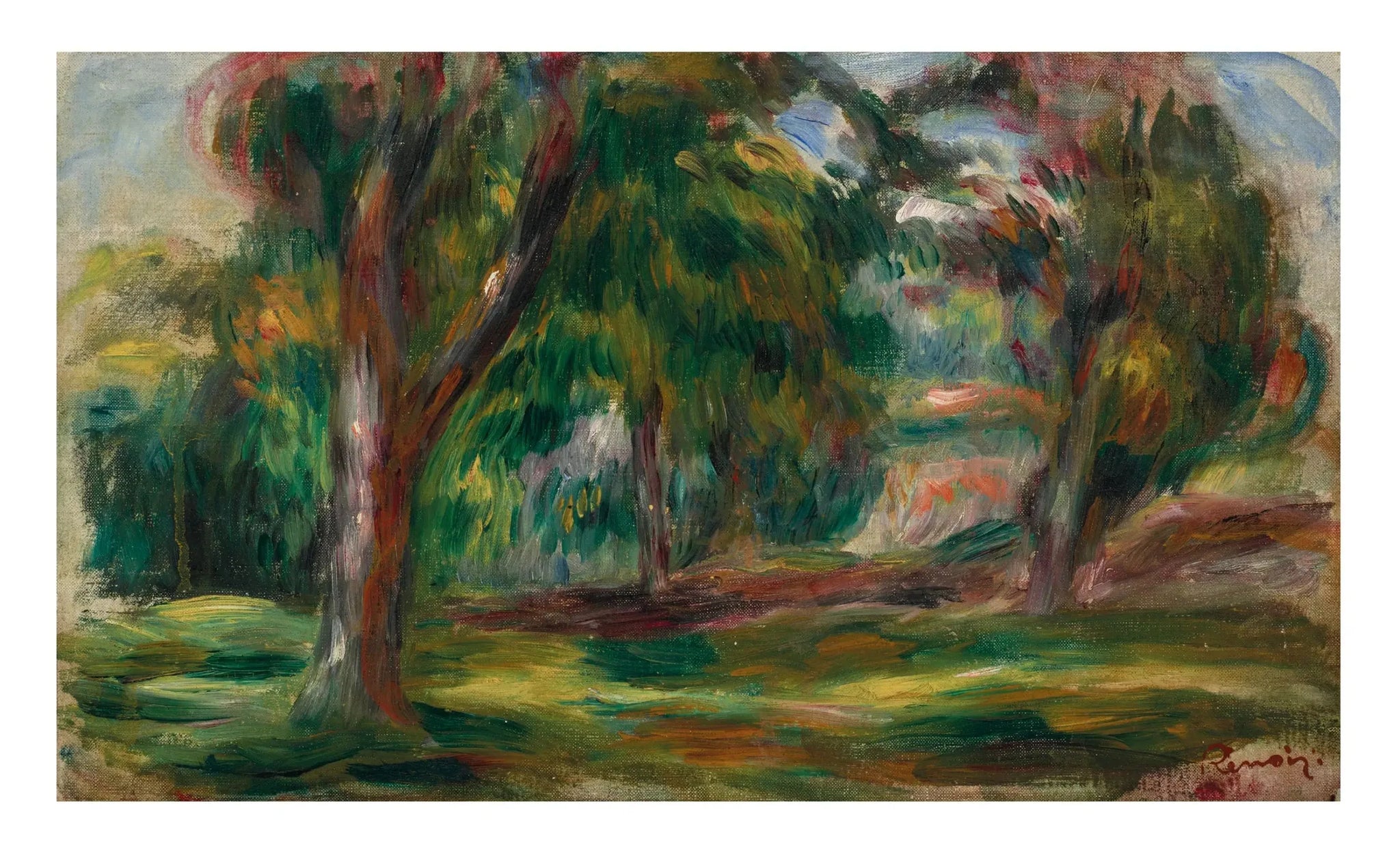 pré et arbres - Pierre-Auguste Renoir image 1 reproduction d’œuvre d’art à l’huile