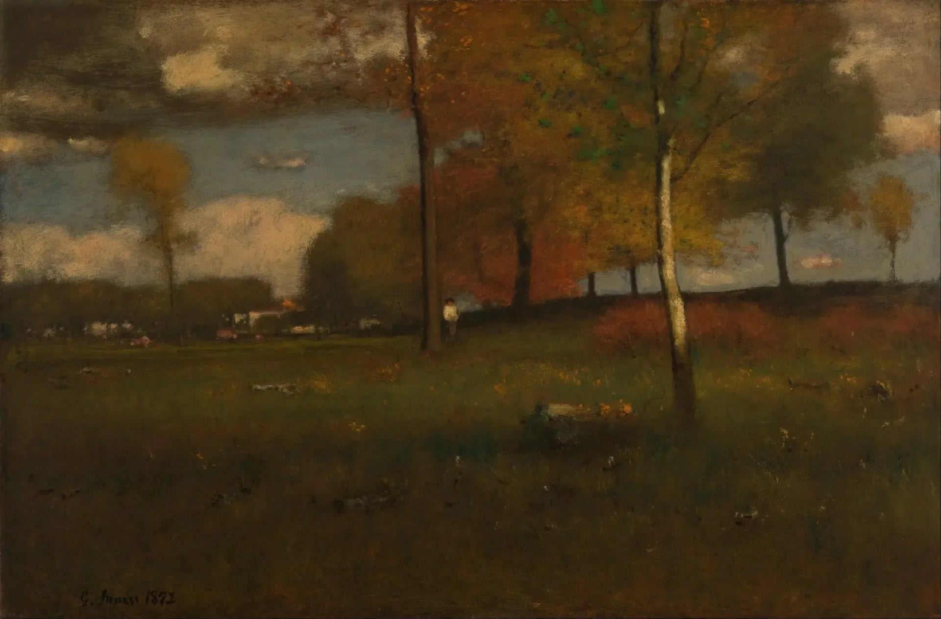 Près du village, octobre - George Inness image 1 reproduction de peinture à l’huile