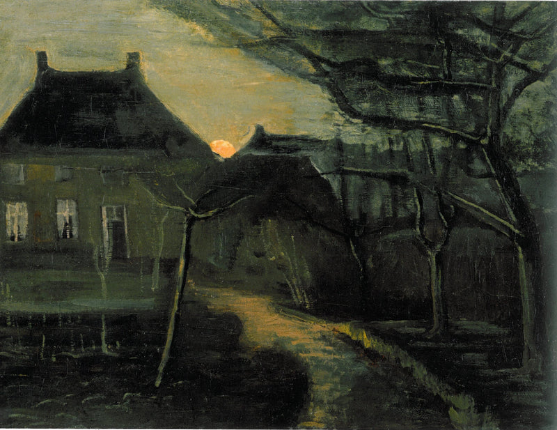 บ้านพักพระที่ Nuenen ใต้แสงจันทร์ - Vincent van Gogh