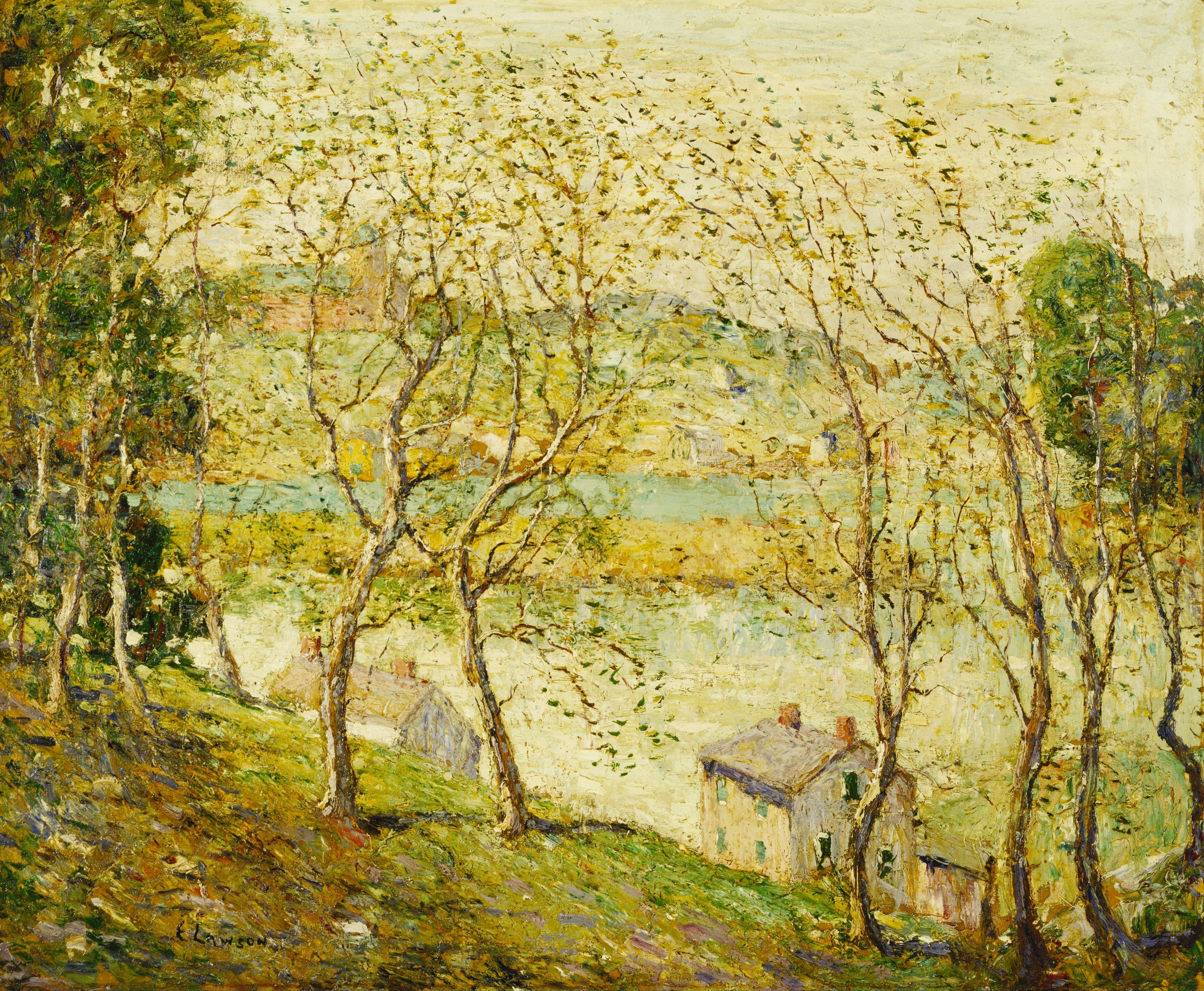 Printemps, rivière Harlem - Ernest Lawson image 1 reproduction réalisée par Alpha Reproduction