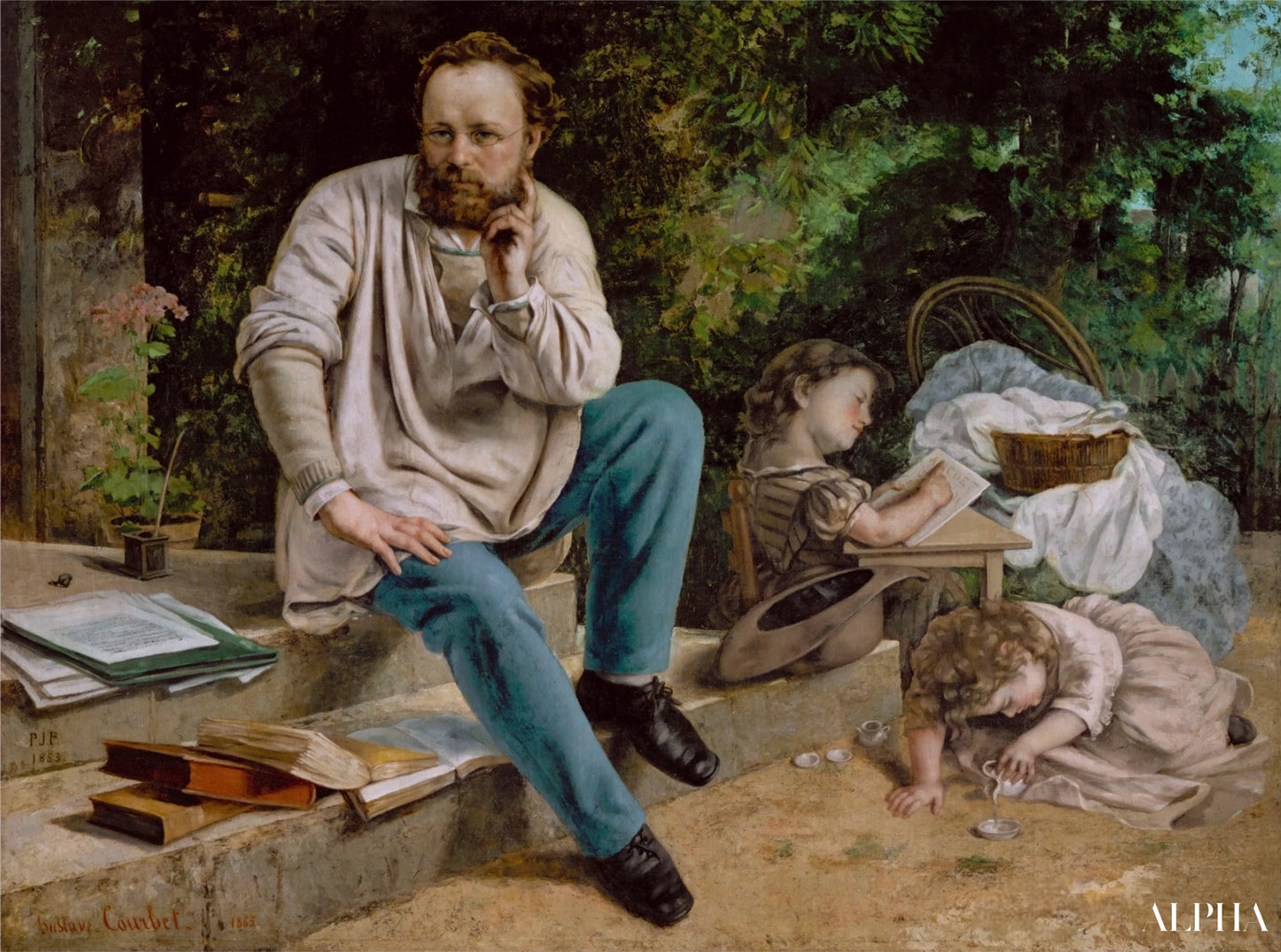 Proudhon et ses enfants - Gustave Courbet - Reproductions de tableaux et peintures haut de gamme