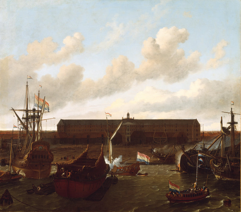 Le quai de la Compagnie néerlandaise des Indes orientales à Amsterdam - Ludolf Bakhuizen