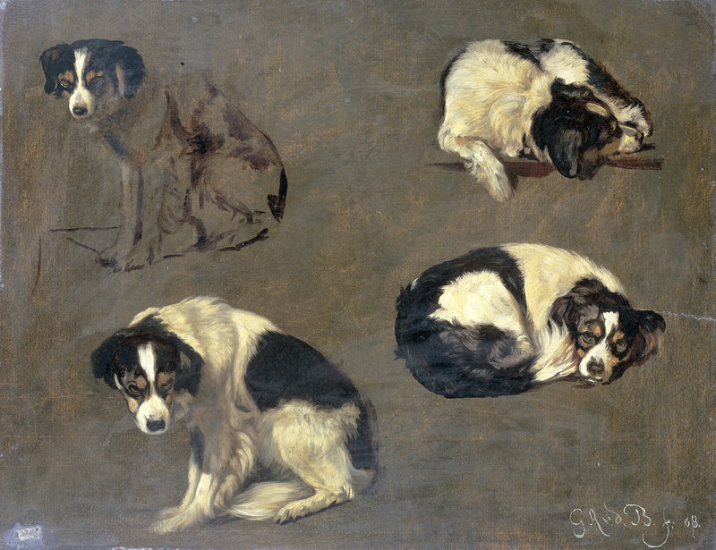 Quatre études d'un chien - Guillaume Anne van der Brugghen