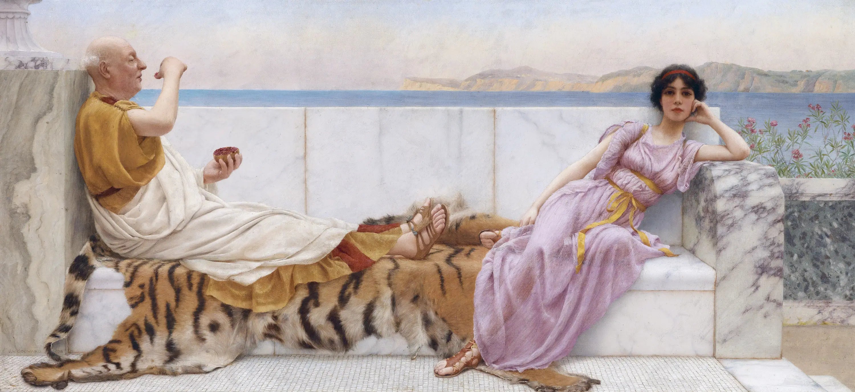 Quatre-Vingt et Dix-Huit - John William Godward image 1 copie de tableau peinte à la main