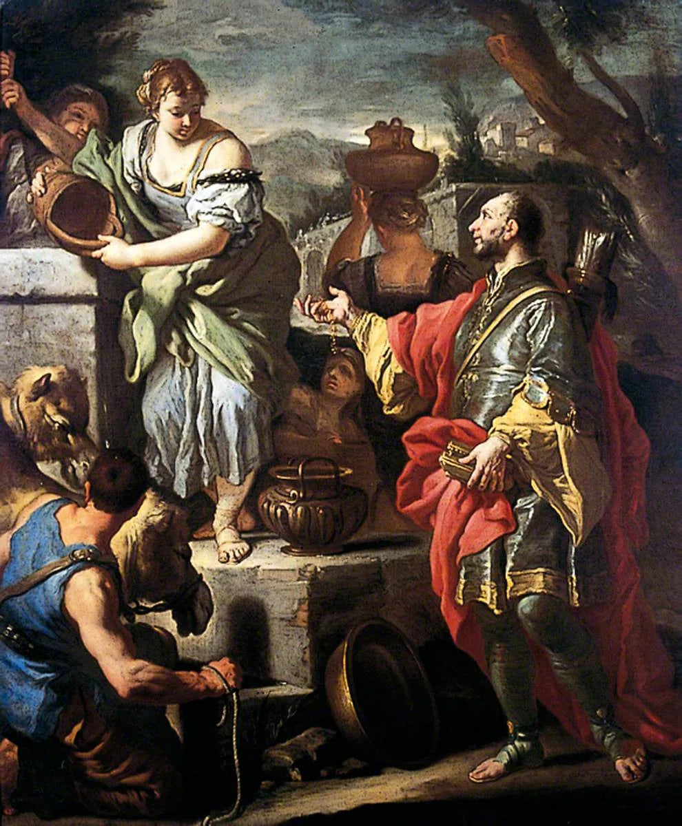 Rebecca et Éléazar au puits - Francesco Solimena image 1 tableau peint à l’huile sur toile