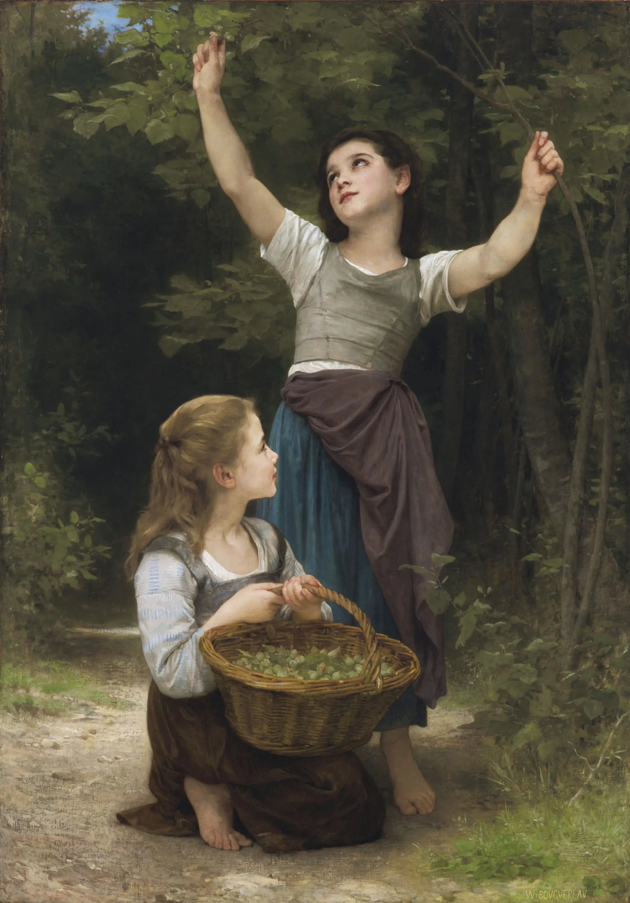 Récolte de noisettes - Bouguereau image 1 reproduction artisanale de tableau