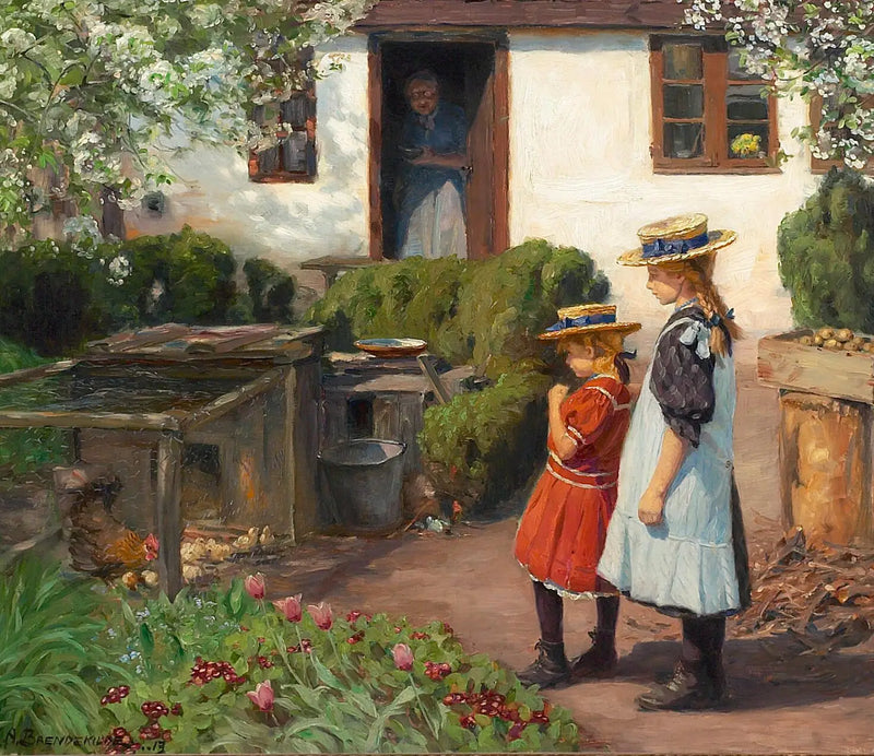 ดูลูกไก่ - H. A. Brendekilde