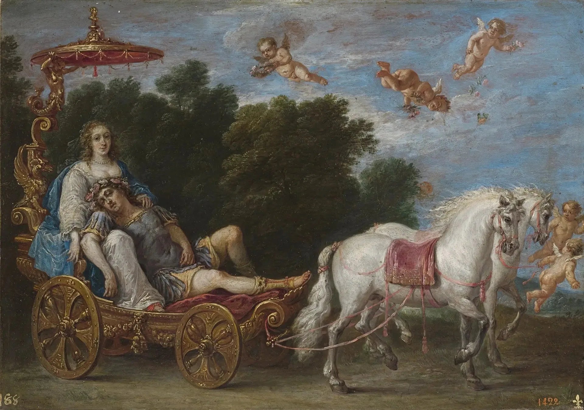 Reinaldo Carried to the Lucky Isles in His Dream - David Teniers le Jeune image 1 tableau peint à l’huile sur toile