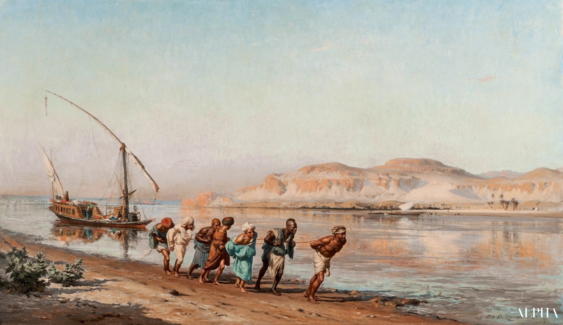 Remorquage sur le Nil - Frederick Arthur Bridgman - Reproductions de tableaux et peintures haut de gamme