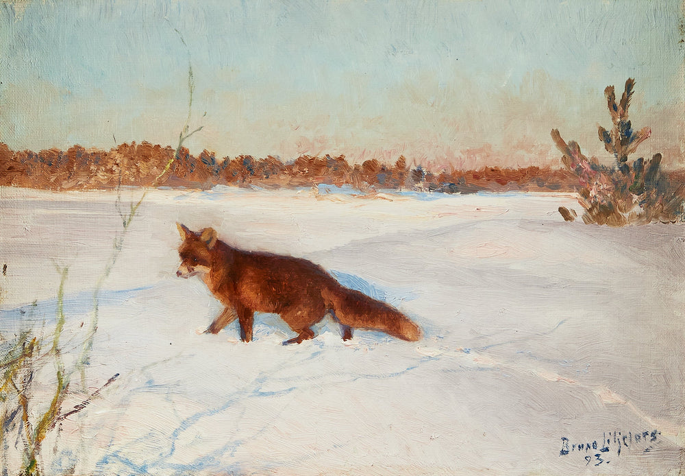 Renard dans un paysage hivernal enneigé - Bruno Liljefors image 1 reproduction réalisée par Alpha Reproduction