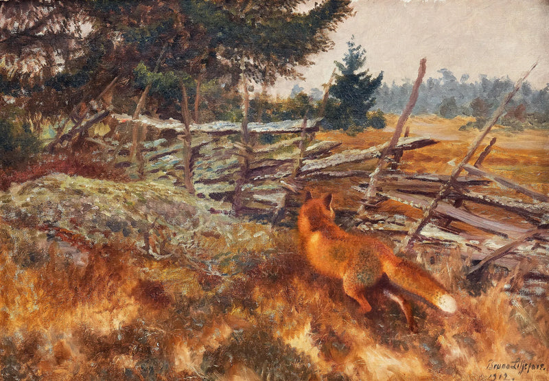 Renard près de la clôture ronde - Bruno Liljefors