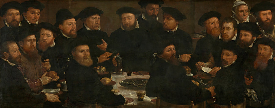 Repas de dix-huit miliciens d'Amsterdam de Rot L, 1566, connus sous le nom de « De poseters ». - Dirck Barendsz