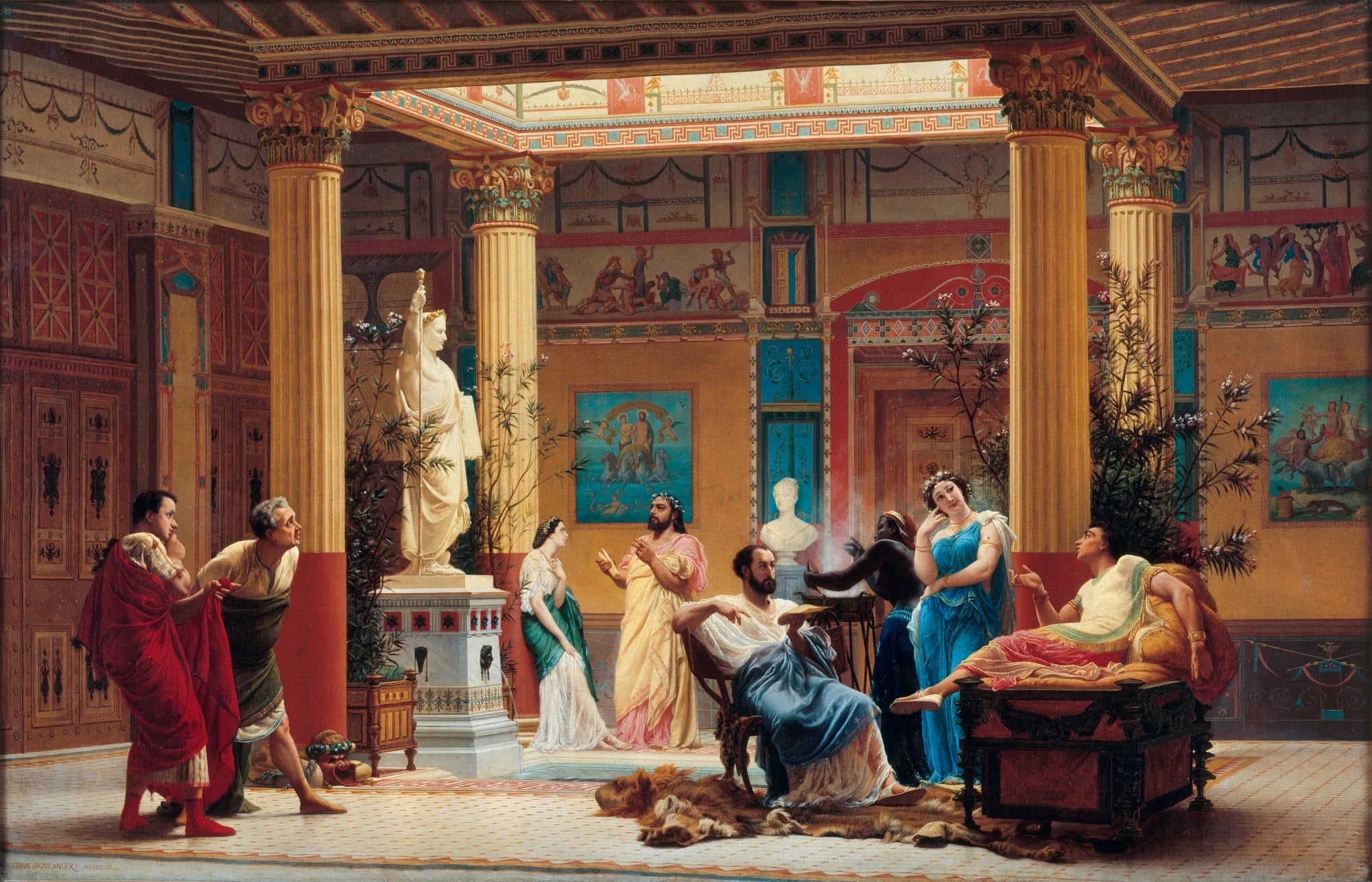 Répétition du "Joueur de flûte" et de la "Femme de Diomède" chez le prince Napoléon - Gustave Boulanger image 1 reproduction réalisée par Alpha Reproduction
