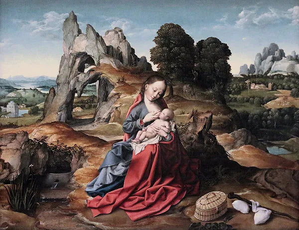 พักผ่อนระหว่างเที่ยวบินไปยังอียิปต์ - Joos van Cleve