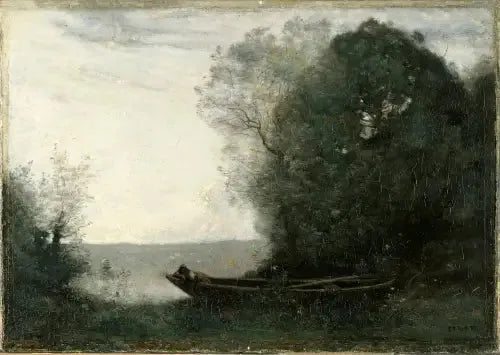 Rêverie sur l'étang - Jean-Baptiste Camille Corot image 1 tableau peint à l’huile sur toile