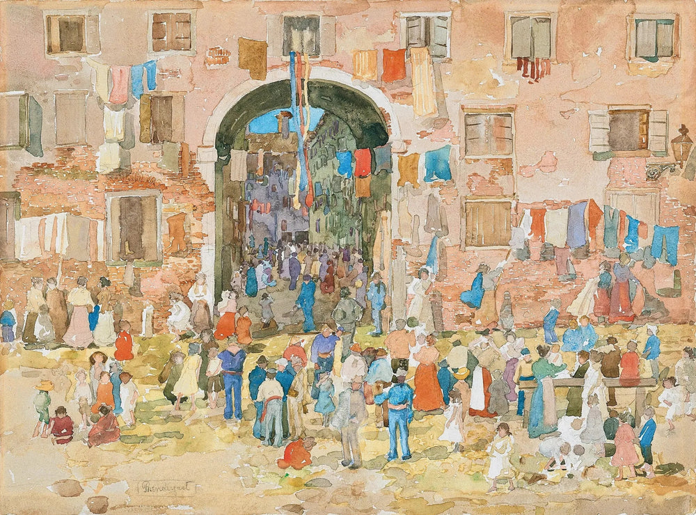 Riva degli Schiavoni, Castello (Venise) - Maurice Prendergast image 1 copie de tableau peinte à la main