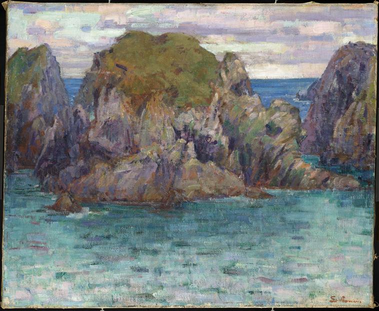 โขดหินบนชายฝั่งบริตง์ ; Goulphar, Belle-Île - Armand Guillaumin