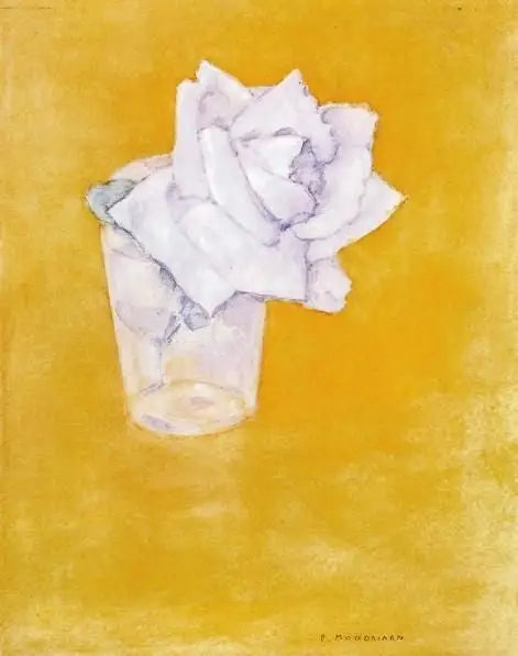 Rose blanche dans un verre - Piet Mondrian image 1 reproduction réalisée par Alpha Reproduction