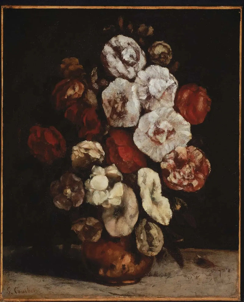 กุหลาบทรงกระบอกในชามทองแดง - Gustave Courbet