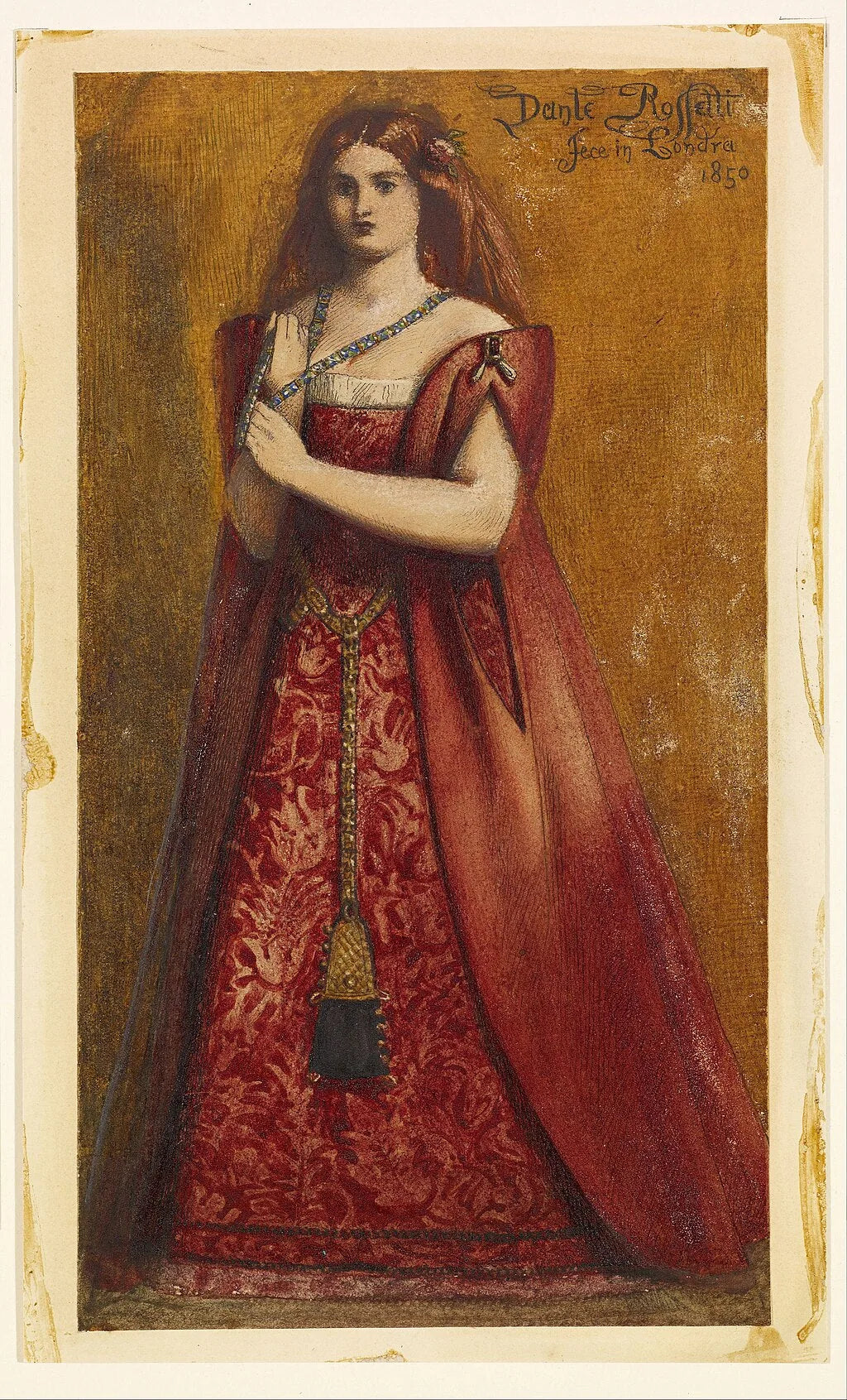 Rosso Vestita [Vêtu de rouge] - Dante Gabriel Rossetti image 1 reproduction de peinture à l’huile