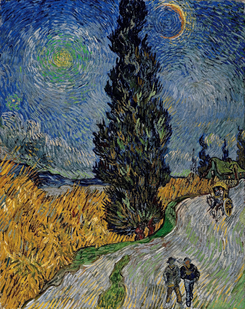 ถนนกับต้นไซเปรสและดาว - Vincent van Gogh