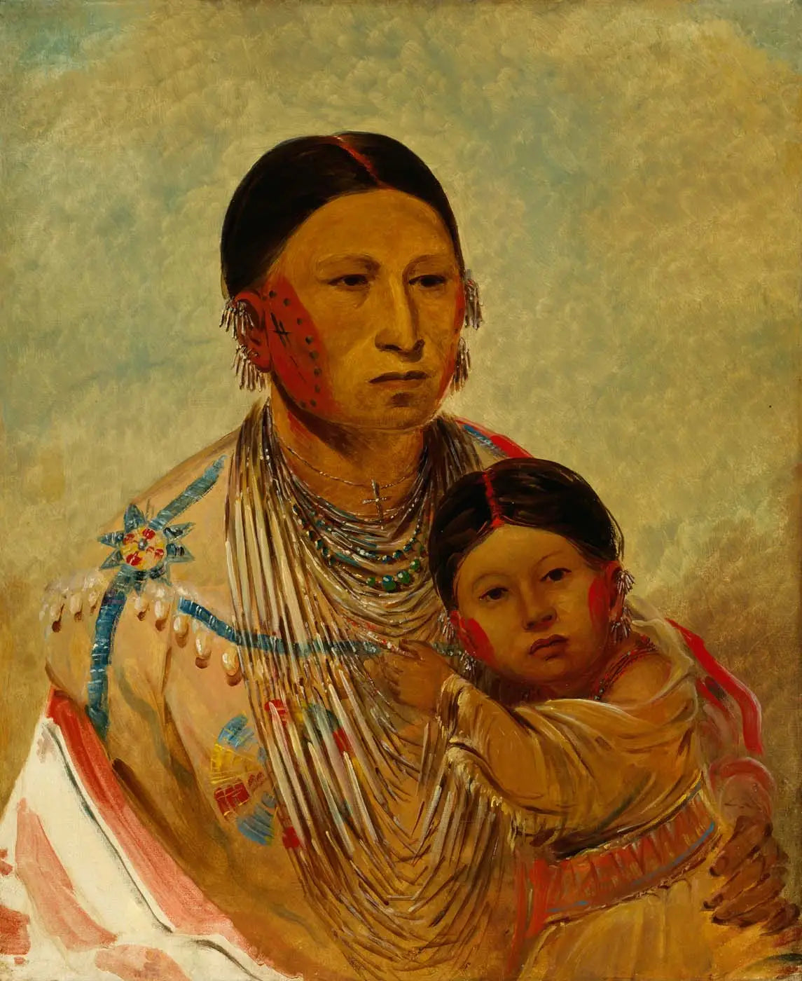 Ru-ton-ye-wee-ma, Pigeon pavanant, Femme de Nuage Blanc - George Catlin image 1 reproduction de peinture à l’huile