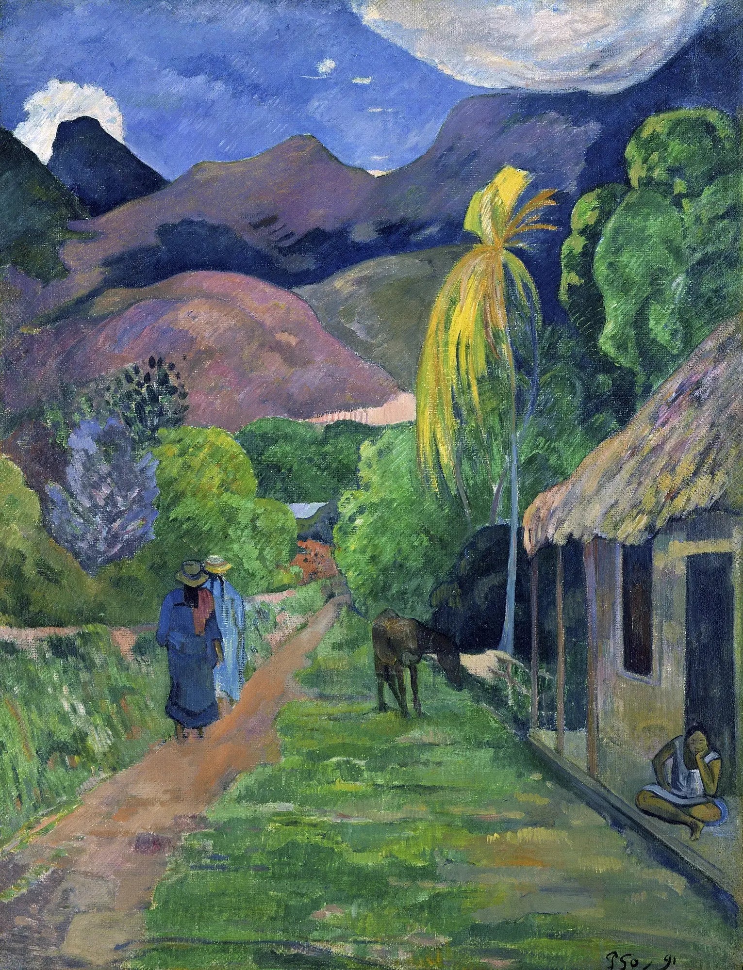 Reproduction du tableau « Rue de Tahiti - Paul Gauguin » par Alpha Reproduction en peinture à l’huile