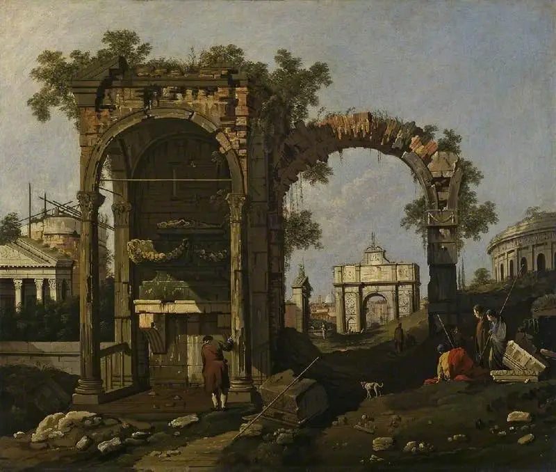 ซากปรักหักพังพร้อมรูปปั้น - Canaletto