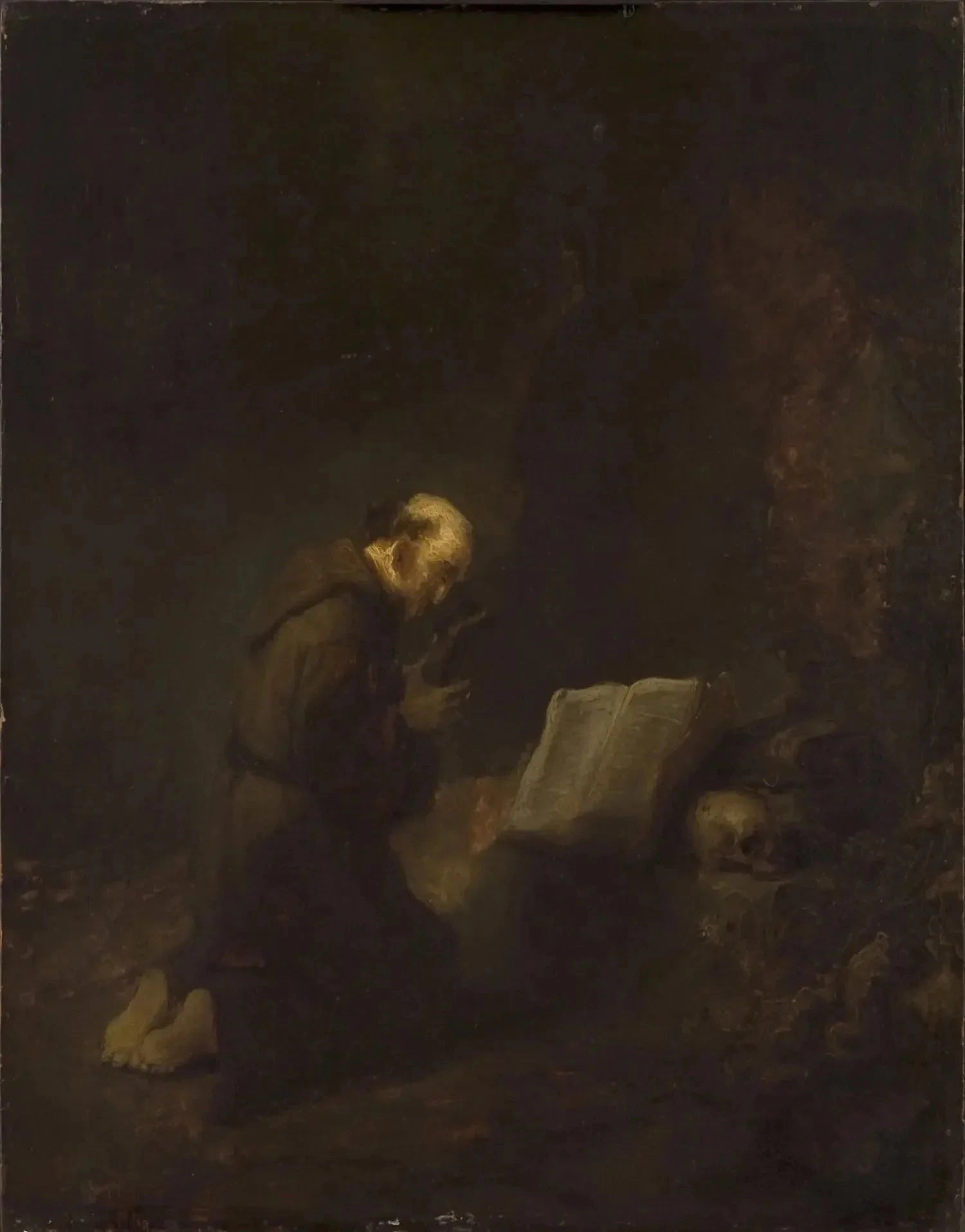 Saint François d’Assise en prière — d’après Rembrandt, XVIIe siècle, Philadelphia Museum of Art