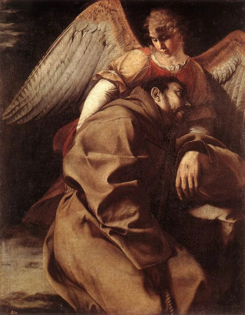 เซนต์ฟรานซิสสนับสนุนโดยเทวดา - Orazio Gentileschi