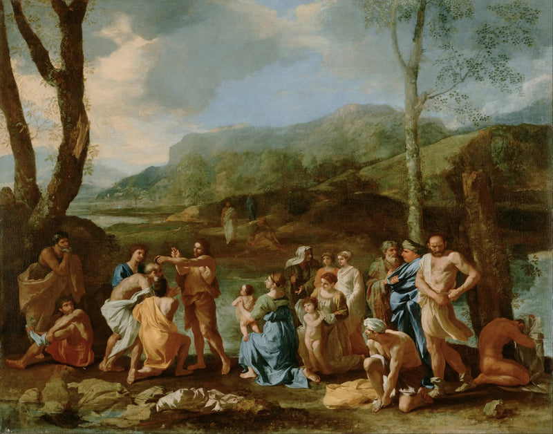 นักบุญจอห์นรับบัพติศมาในแม่น้ำจอร์แดน - Nicolas Poussin