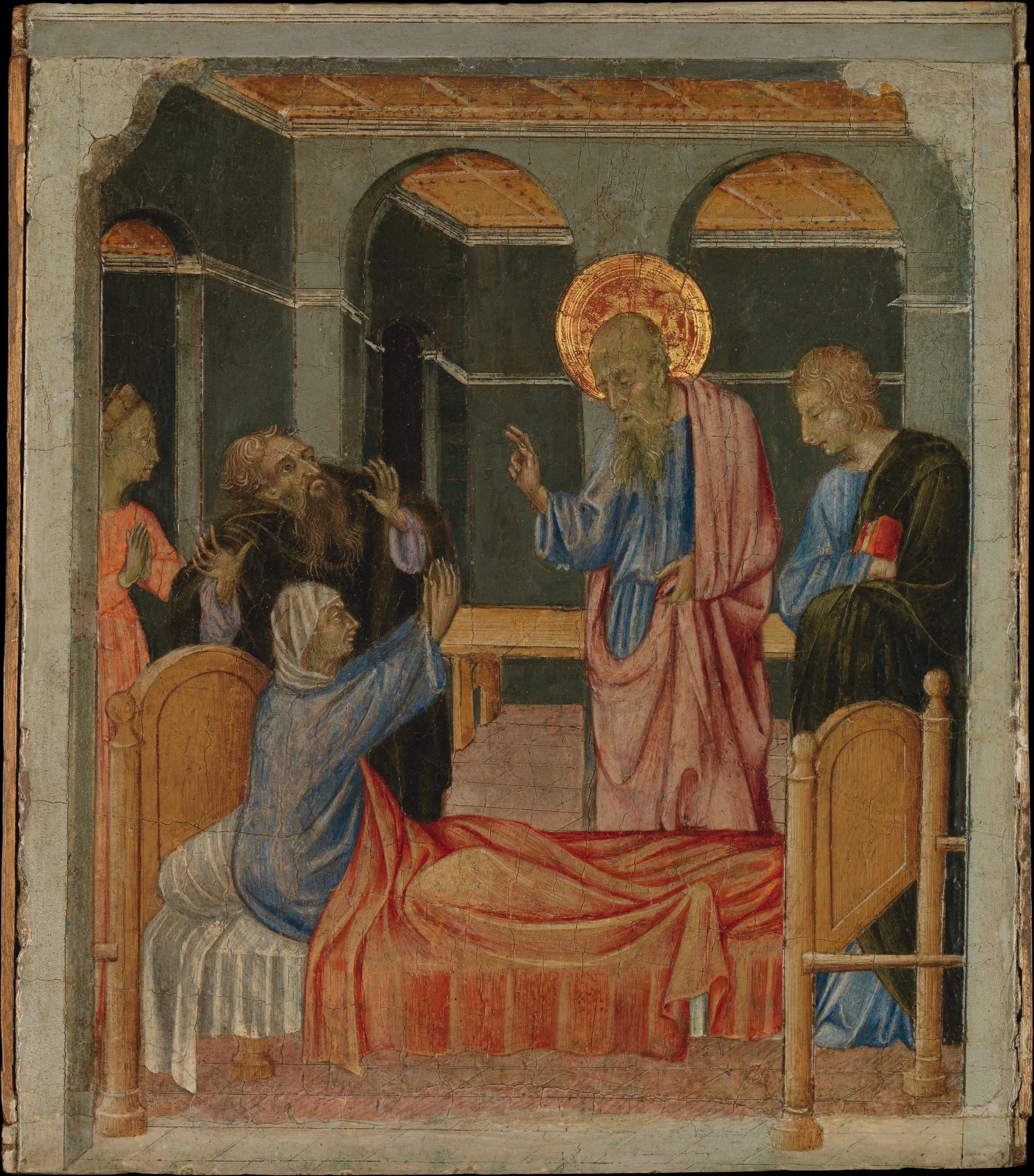 Saint Jean l'Évangéliste soulève Drusiana - Giovanni di Paolo image 1 tableau peint à l’huile sur toile