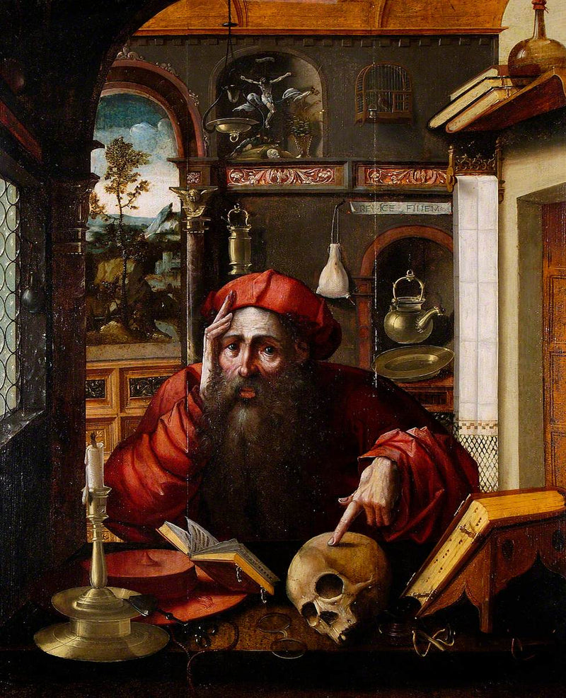 เซนต์เจอรม avec un crâne (d'après Albrecht Dürer) - Marinus van Reymerswale