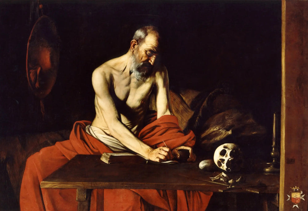 Reproduction du tableau « Saint Jérôme écrivant - Le Caravage » par Alpha Reproduction en peinture à l’huile