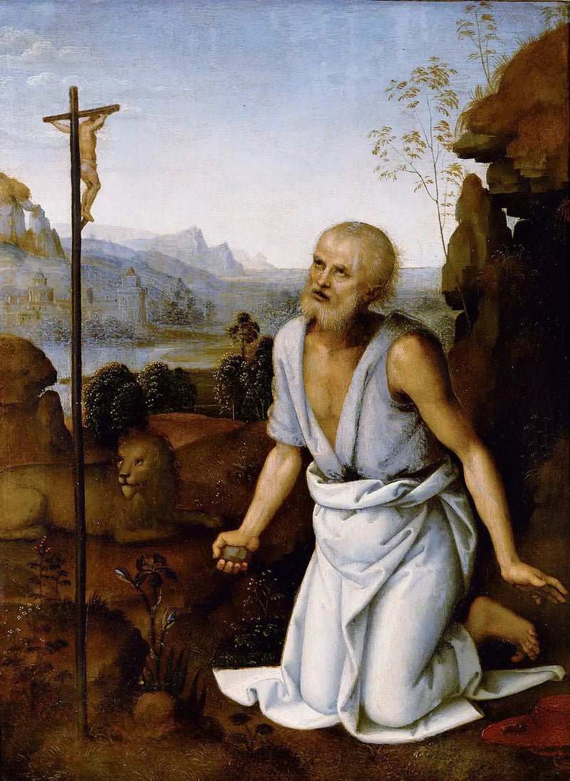 Saint Jérôme pénitent - Pietro Perugino
นักบุญเยอร์เมนส์นักบวช - ปีเอโตร เปรูจิโน