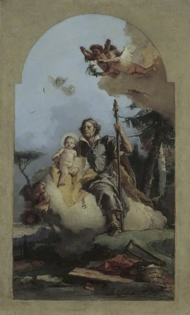 Saint Joseph avec l'Enfant Jésus - Giovanni Battista Tiepolo image 1 copie peinte à la main à l’huile