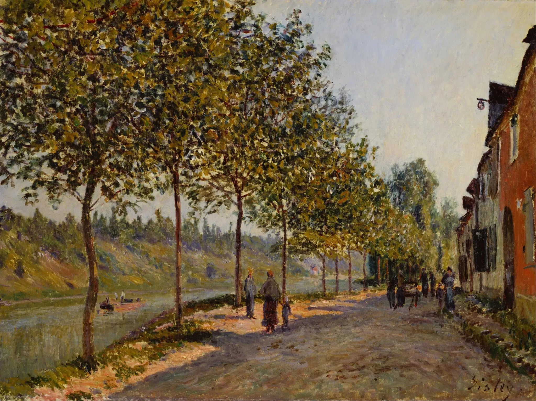 Saint-Mammès et les coteaux de la Celle, matin de juin - Alfred Sisley image 1 reproduction artisanale de tableau