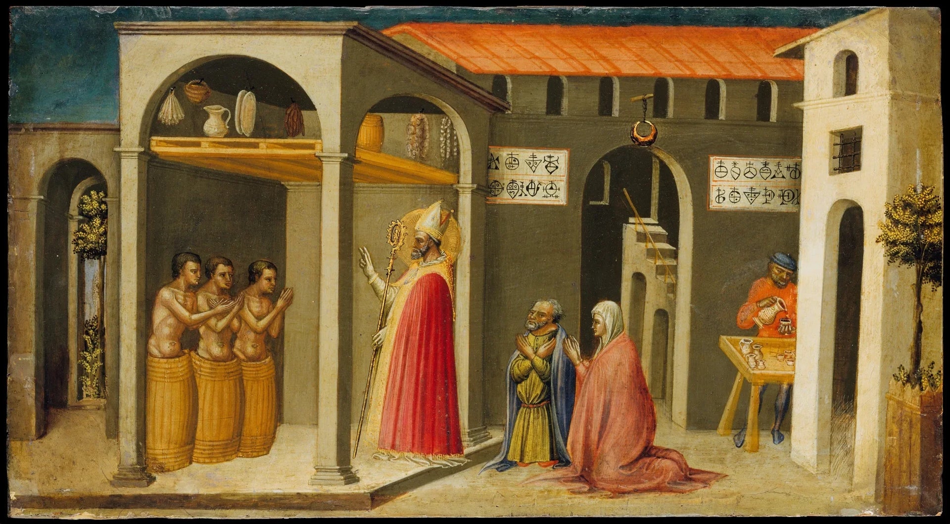 Saint Nicolas ressuscite trois jeunes - Bicci di Lorenzo image 1 reproduction d’œuvre d’art à l’huile