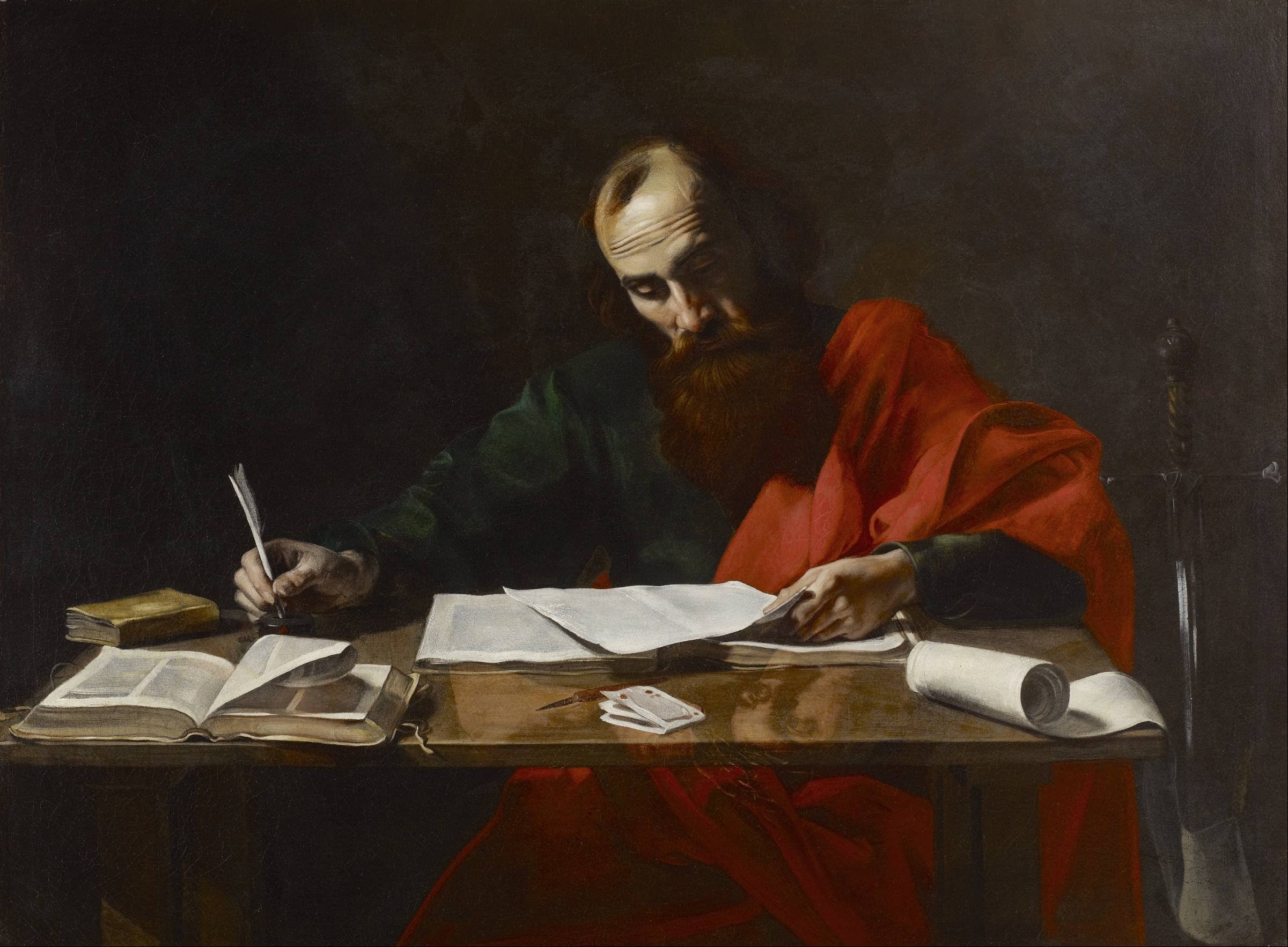 saint Paul écrivant ses épîtres - Valentin de Boulogne